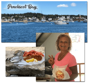 Penobscot Bay collage with Maine Lobster Lady