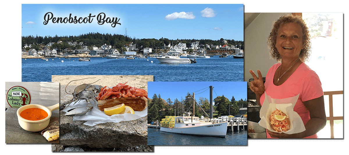 Penobscot Bay collage with Maine Lobster Lady