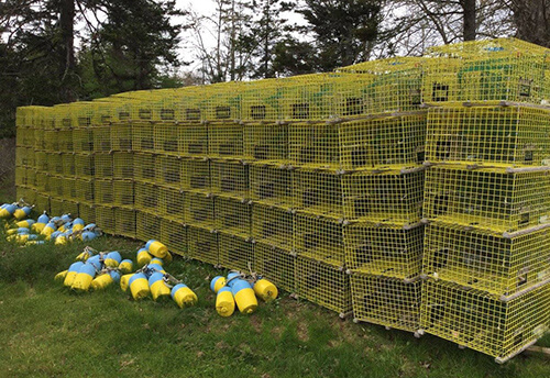 Lobster Traps stacked and ready to load on the boat
