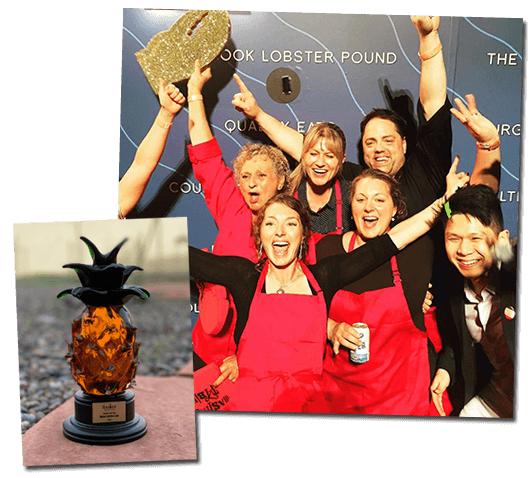 Lobster Rumble award with crew at the competition along with the Foodist Trophy