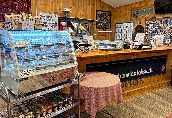 Dessert Case and Front Counter of The Maine Lobster Lady restaurant
