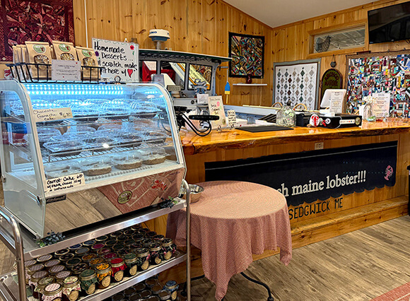 Dessert Case and Front Counter of The Maine Lobster Lady restaurant
