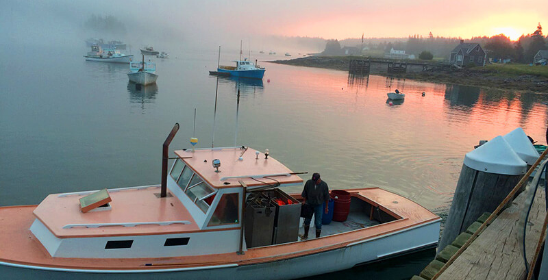 The Shockwave, the family lobster fishing boat, at sunrise